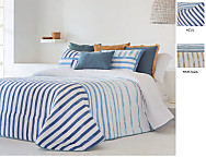 Edredón estampado Hornos con funda/s de cojín color 01 Azul ó 02 Mostaza