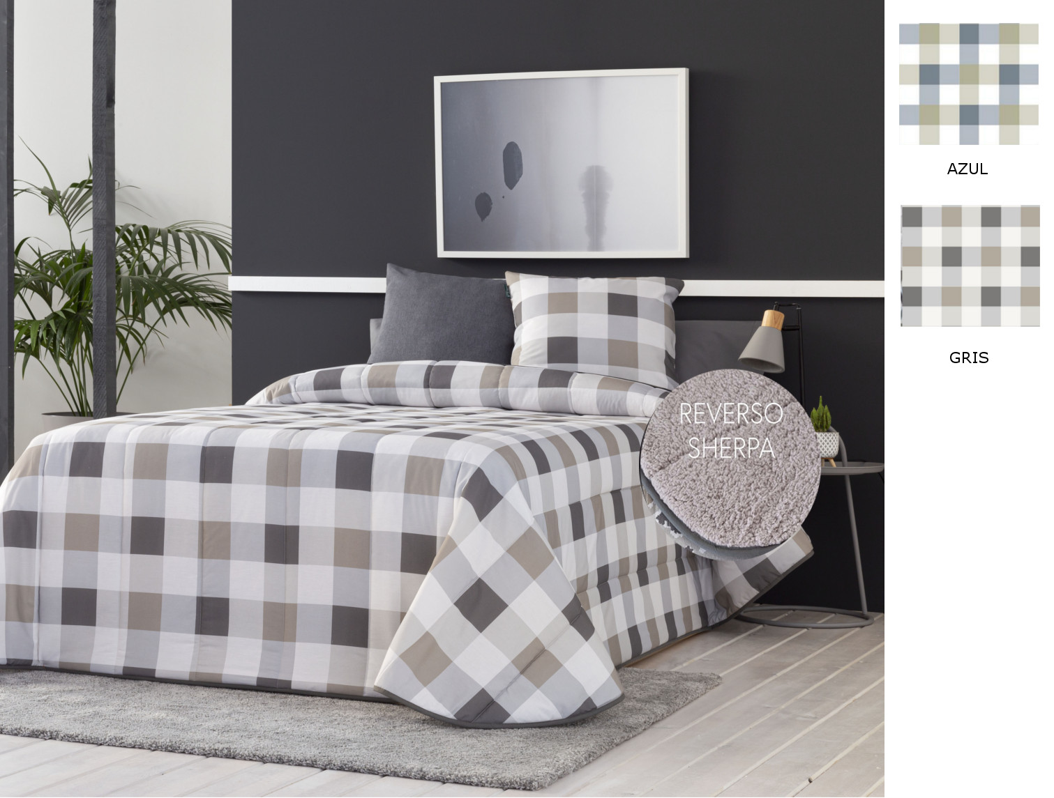 Confecciones Paula Edredón Sherpa Icon color Azul o Gris