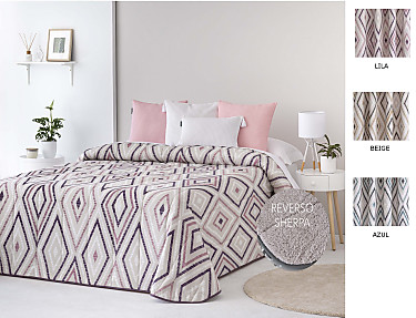 Confecciones Paula - Edredón Sherpa Zafra color Azul, Beige o Lila