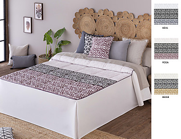 Confecciones Paula - Colcha edredón Mijas con cojín incluído color Azul, Beige o Rosa