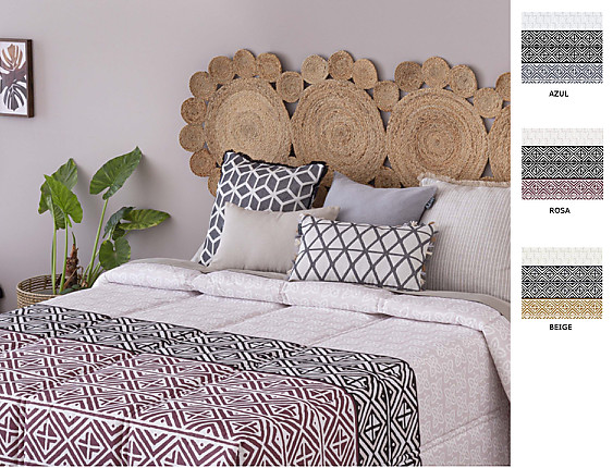 Confecciones Paula - Edredón Ajustable Mijas color Azul, Beige o Rosa