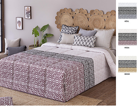 Confecciones Paula - Edredón Conforter Mijas color Azul, Beige o Rosa