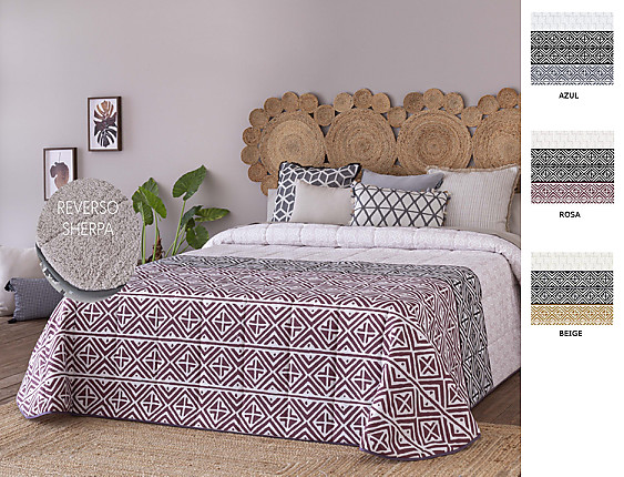 Confecciones Paula - Edredón Sherpa Mijas color Azul, Beige o Rosa