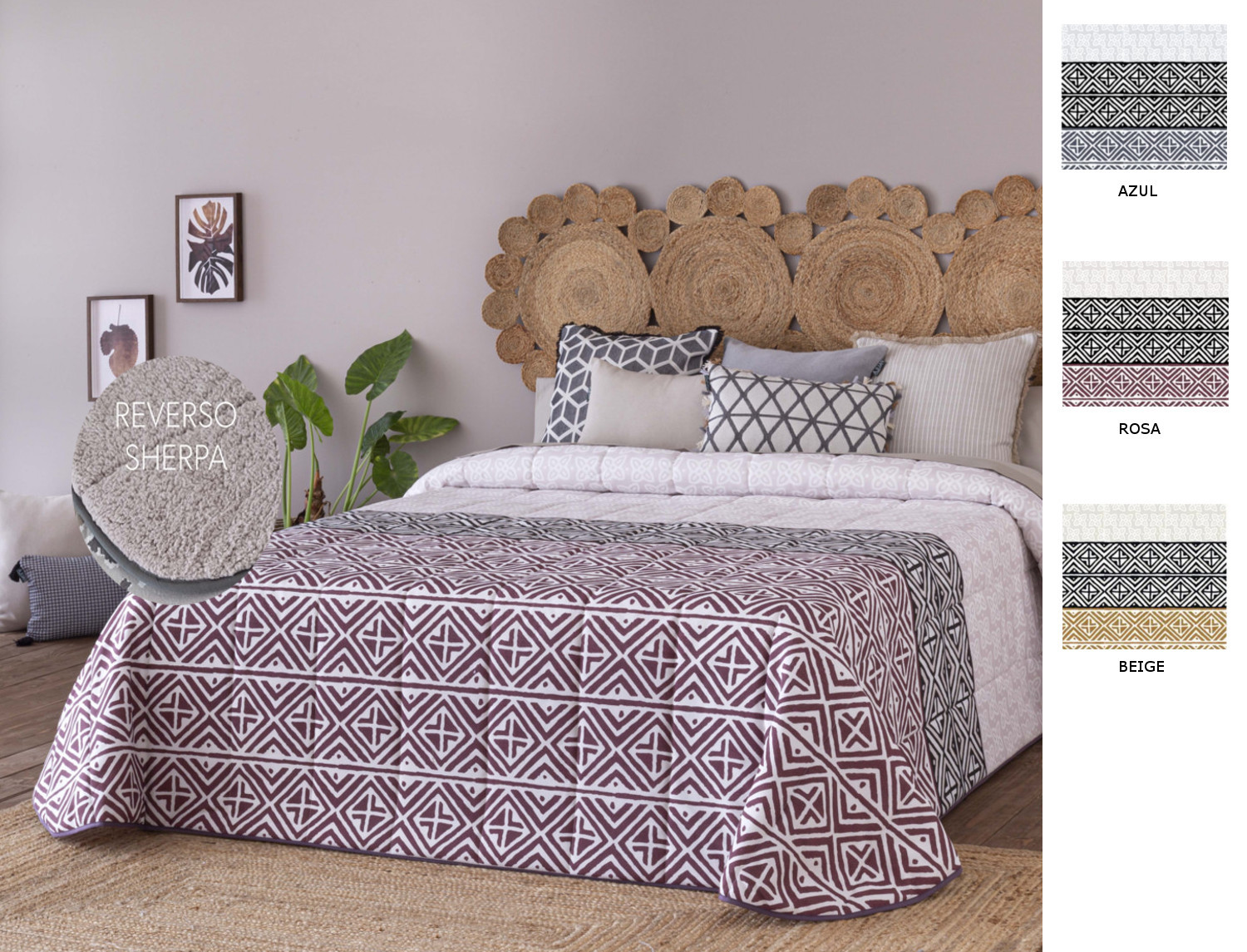 Confecciones Paula Edredón Sherpa Mijas color Azul, Beige o Rosa