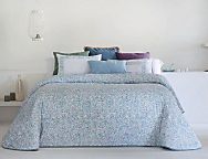 Edredón estampado Olvera con funda/s de cojín color 01 Azul