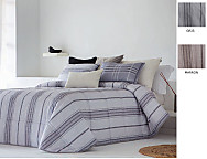 Edredón estampado Bailen con funda/s de cojín color 01 Gris ó  02 Marrón