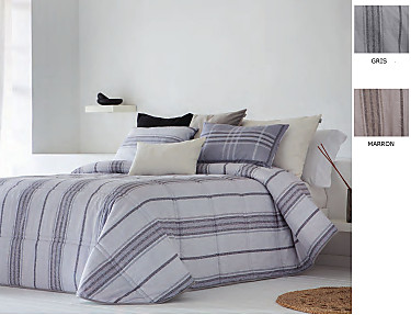 Sandeco - Edredón estampado Bailen con funda/s de cojín color 01 Gris ó  02 Marrón