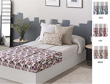 Confecciones Paula - Edredón Ajustable Eibar color Azul, Beige o Lila