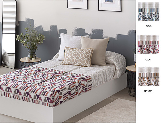 Confecciones Paula - Edredón Ajustable Eibar color Azul, Beige o Lila