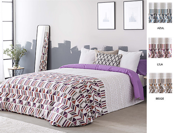 Confecciones Paula - Funda nórdica Eibar color Azul, Beige o Lila