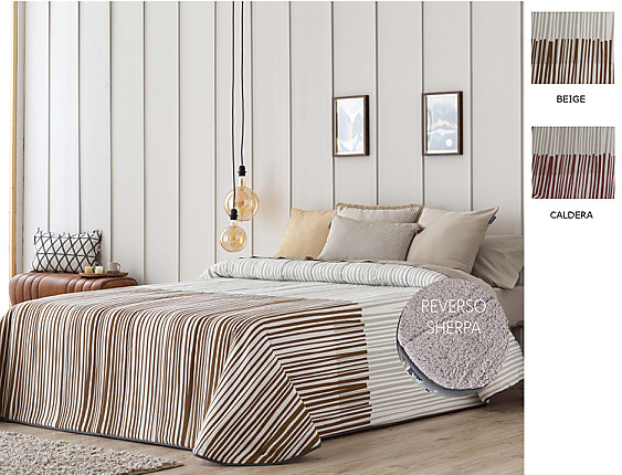 Confecciones Paula - Edredón Sherpa Loja color Beige o Caldera