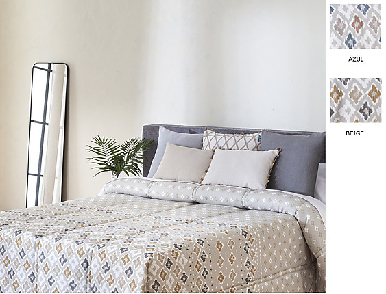 Confecciones Paula - Edredón Ajustable Toledo color Azul o Beige