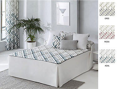 Confecciones Paula - Colcha edredón Murcia con cojín incluído color Gris o Rosa