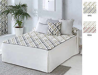 Confecciones Paula - Colcha edredón Murcia con cojín incluído color Gris o Rosa