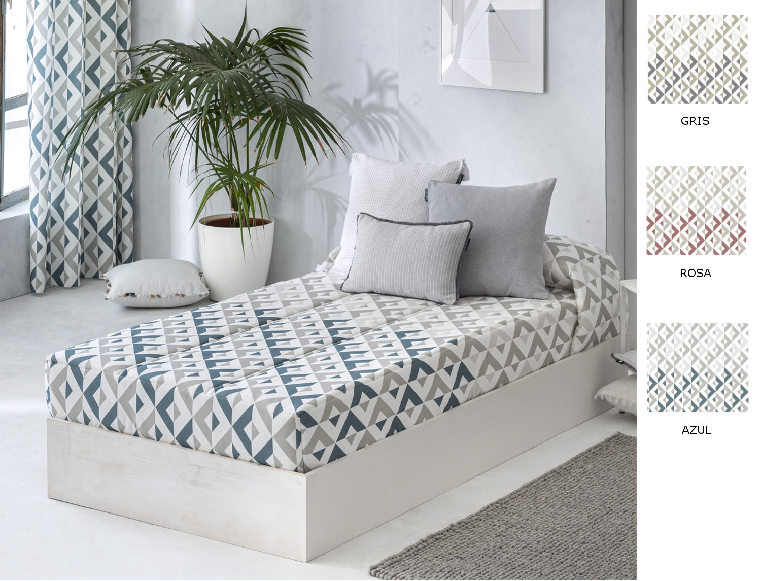 Confecciones Paula Edredón Ajustable Murcia color Gris o Rosa