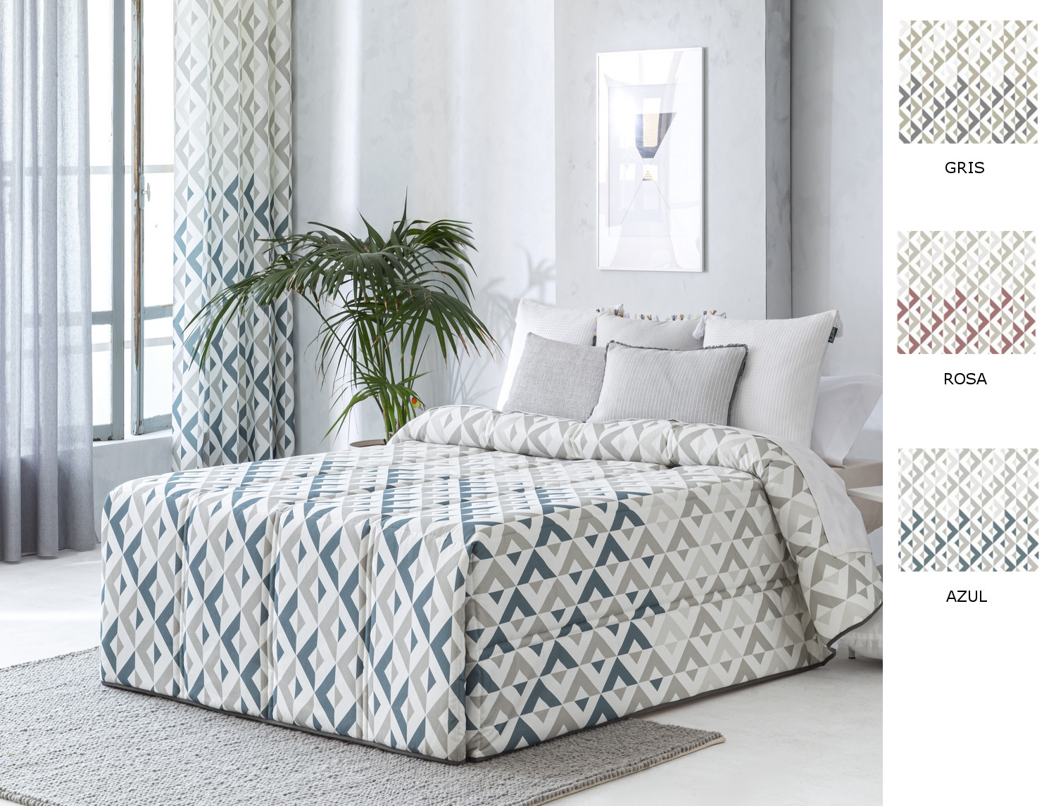 Confecciones Paula Edredón Conforter Murcia color Gris o Rosa