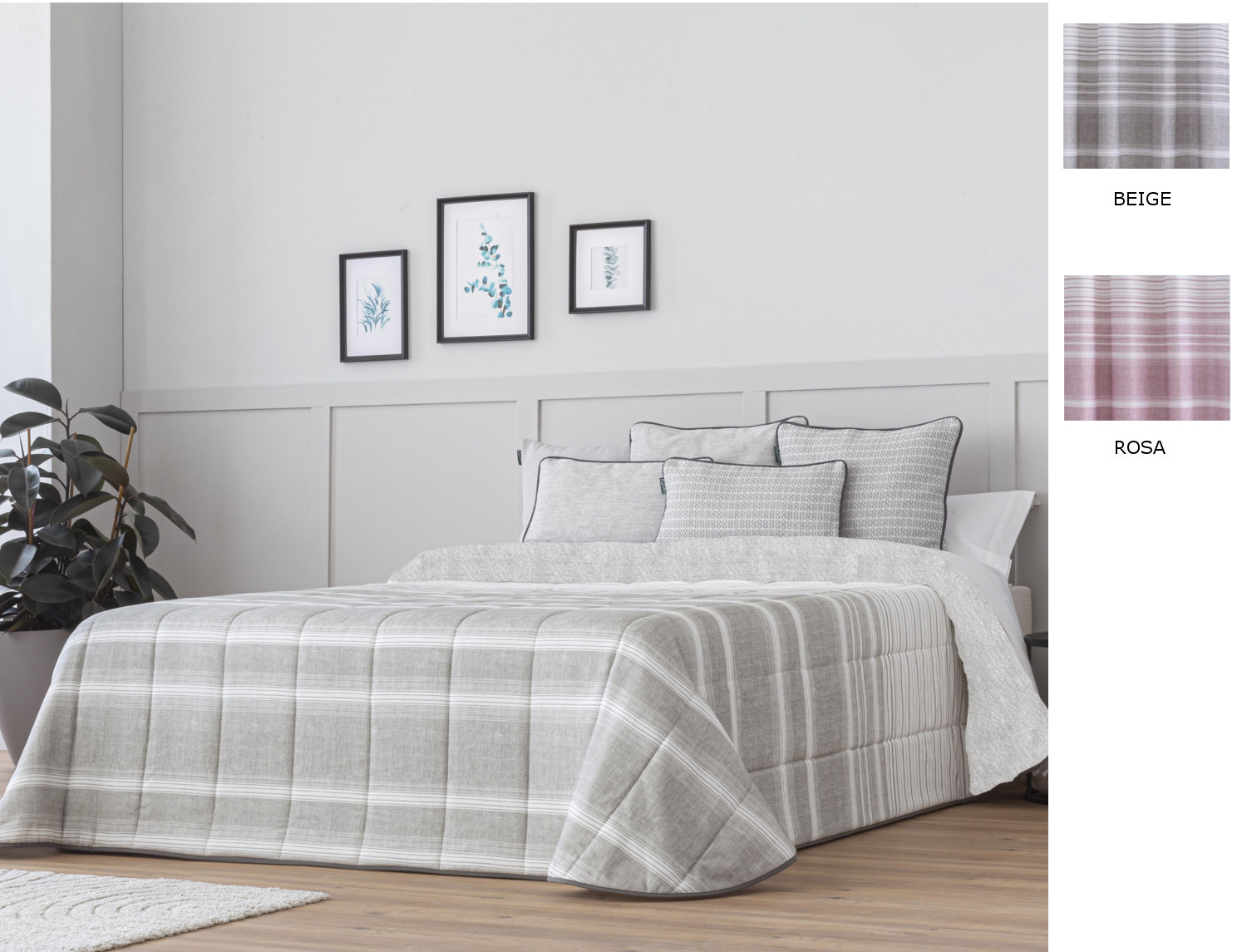 Confecciones Paula Edredón Sherpa Duero color Beige piedra o Rosa