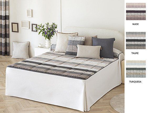 Confecciones Paula - Colcha edredón Dover con cojín incluído color Nude, Taupé o Turquesa