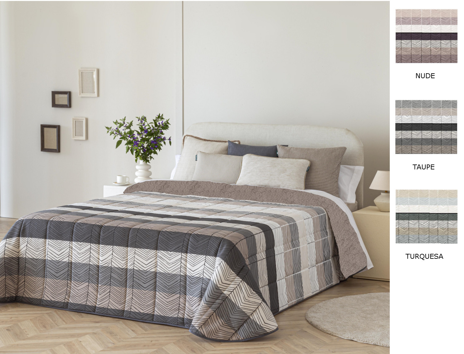 Confecciones Paula Edredón Sherpa Dover color Nude, Taupé o Turquesa