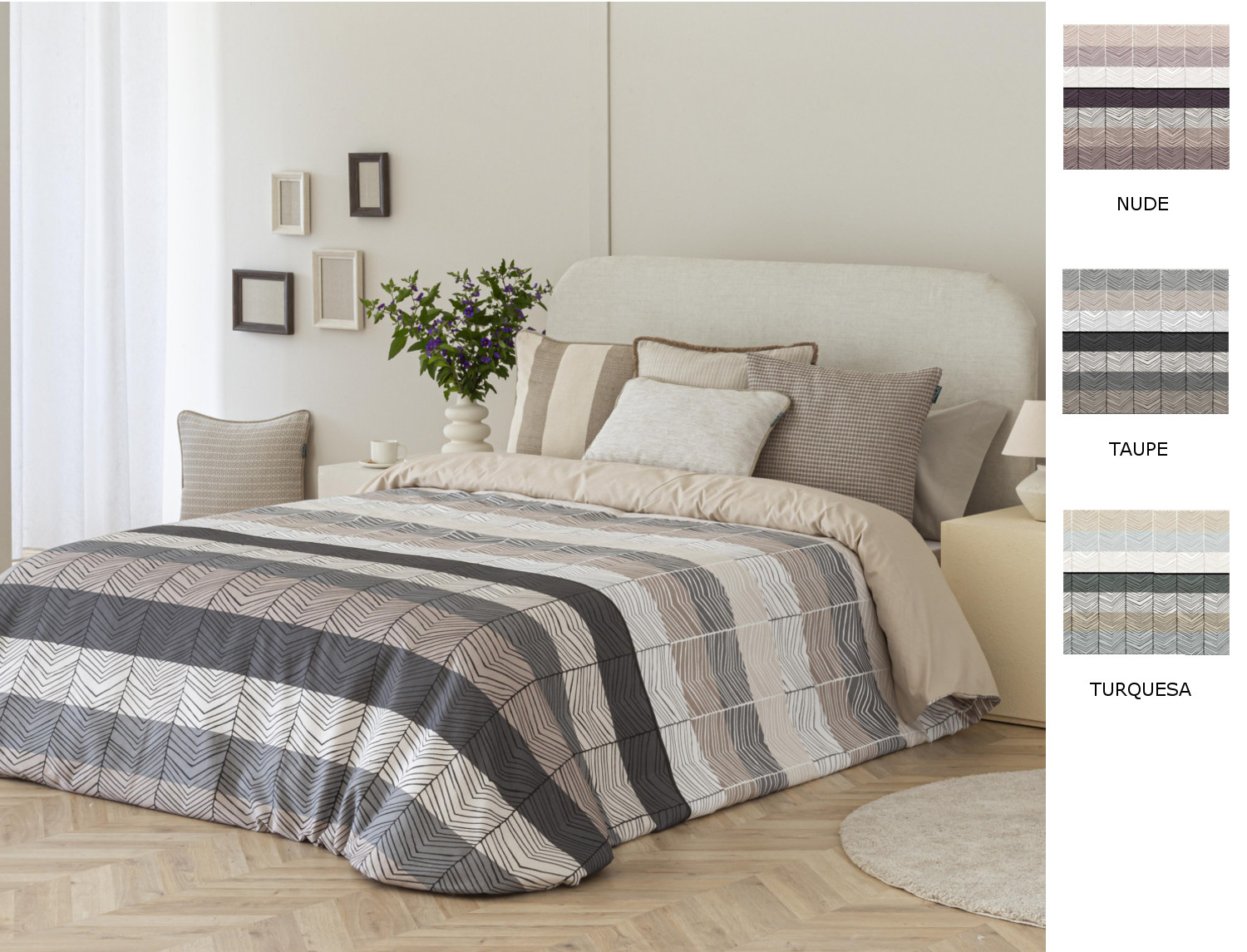 Confecciones Paula Funda nórdica Dover color Nude, Taupé o Turquesa