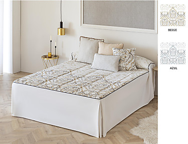 Confecciones Paula - Colcha edredón Logroño con cojín incluído color Azul o Beige