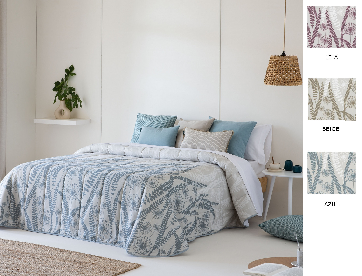 Confecciones Paula Edredón bouti Jerte doble relleno (200 gr) color Azul, Beige o Lila