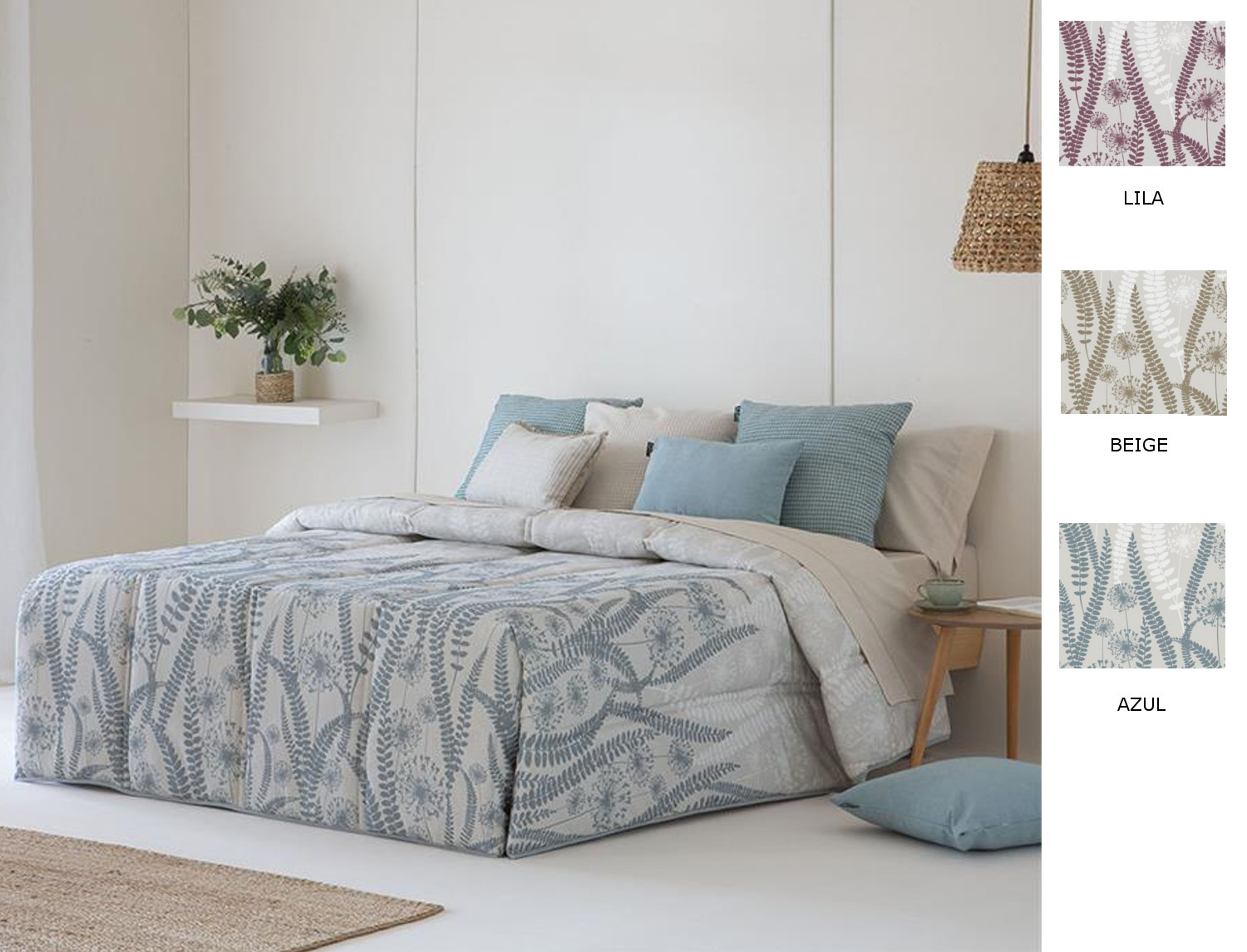 Confecciones Paula Edredón Conforter Jerte color Azul, Beige o Lila