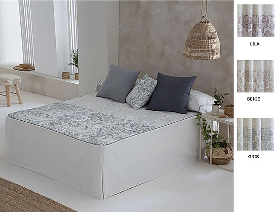 Confecciones Paula - Colcha edredón Isaba con cojín incluído color Beige, Gris o Lila