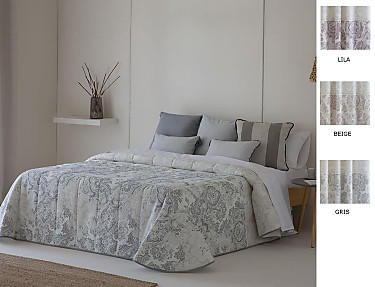 Confecciones Paula - Edredón bouti Isaba doble relleno (200 gr) color Beige, Gris o Lila