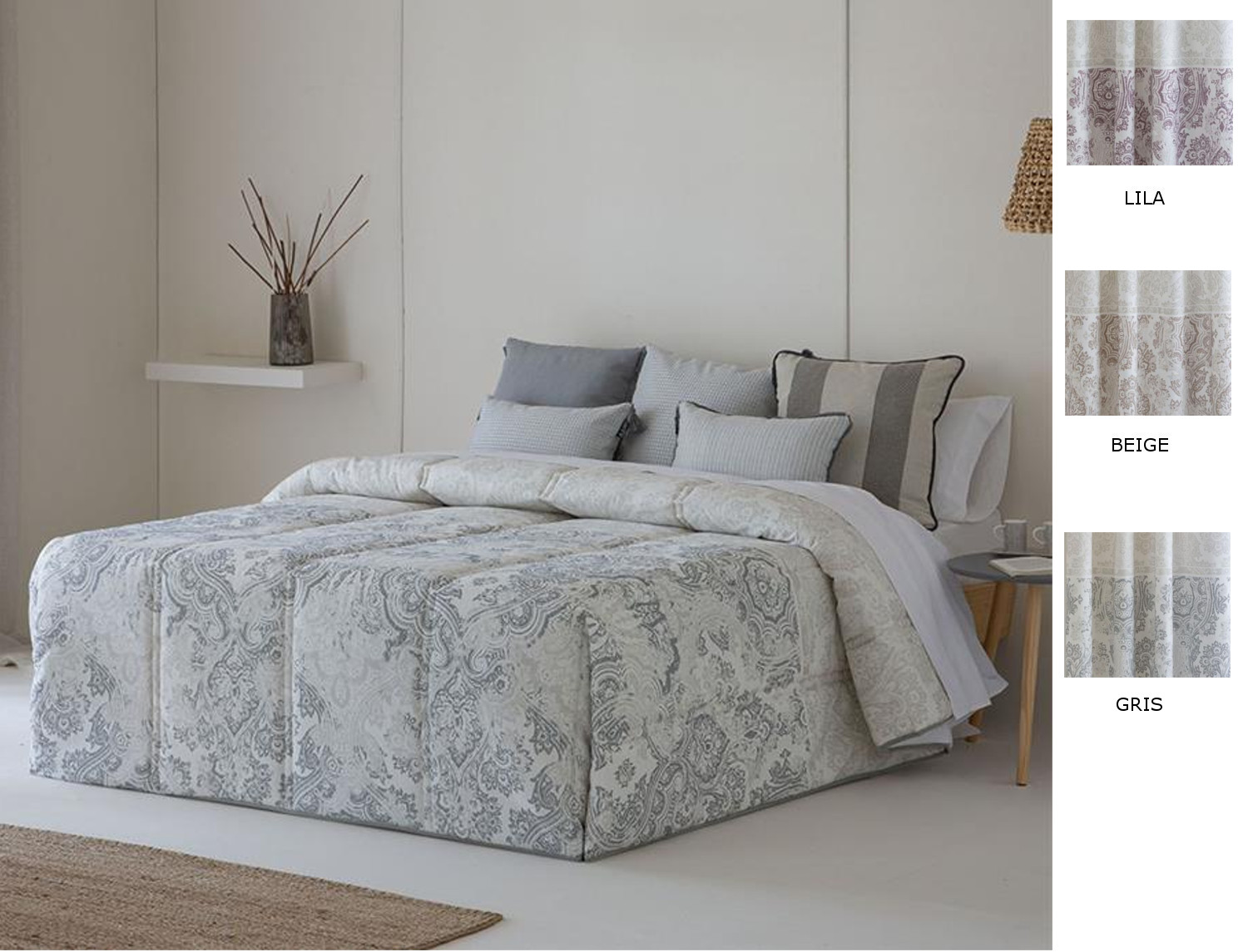 Confecciones Paula Edredón Conforter Isaba color Beige, Gris o Lila