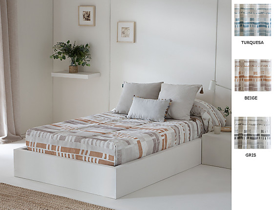 Confecciones Paula - Edredón Ajustable Beret color Beige, Gris o Turquesa