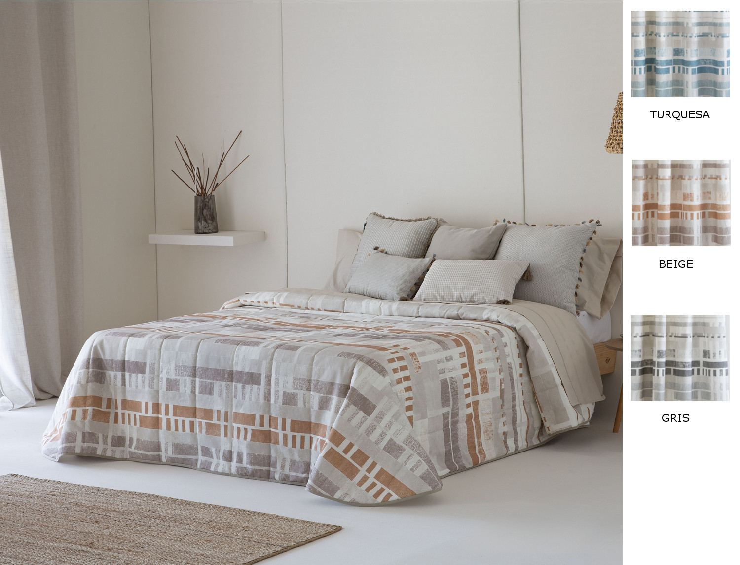 Confecciones Paula Edredón bouti Beret doble relleno (200 gr) color Beige, Gris o Turquesa