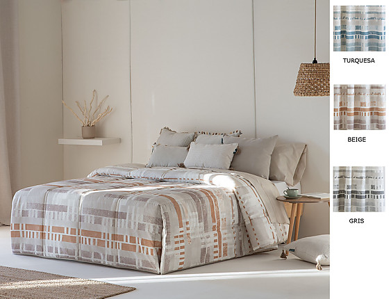 Confecciones Paula - Edredón Conforter Beret color Beige, Gris o Turquesa
