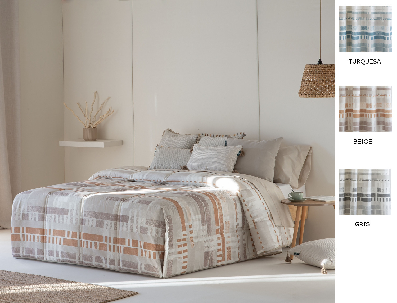 Confecciones Paula Edredón Conforter Beret color Beige, Gris o Turquesa