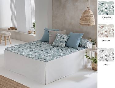 Confecciones Paula - Colcha edredón Arties con cojín incluído color Caldera, Gris o Turquesa