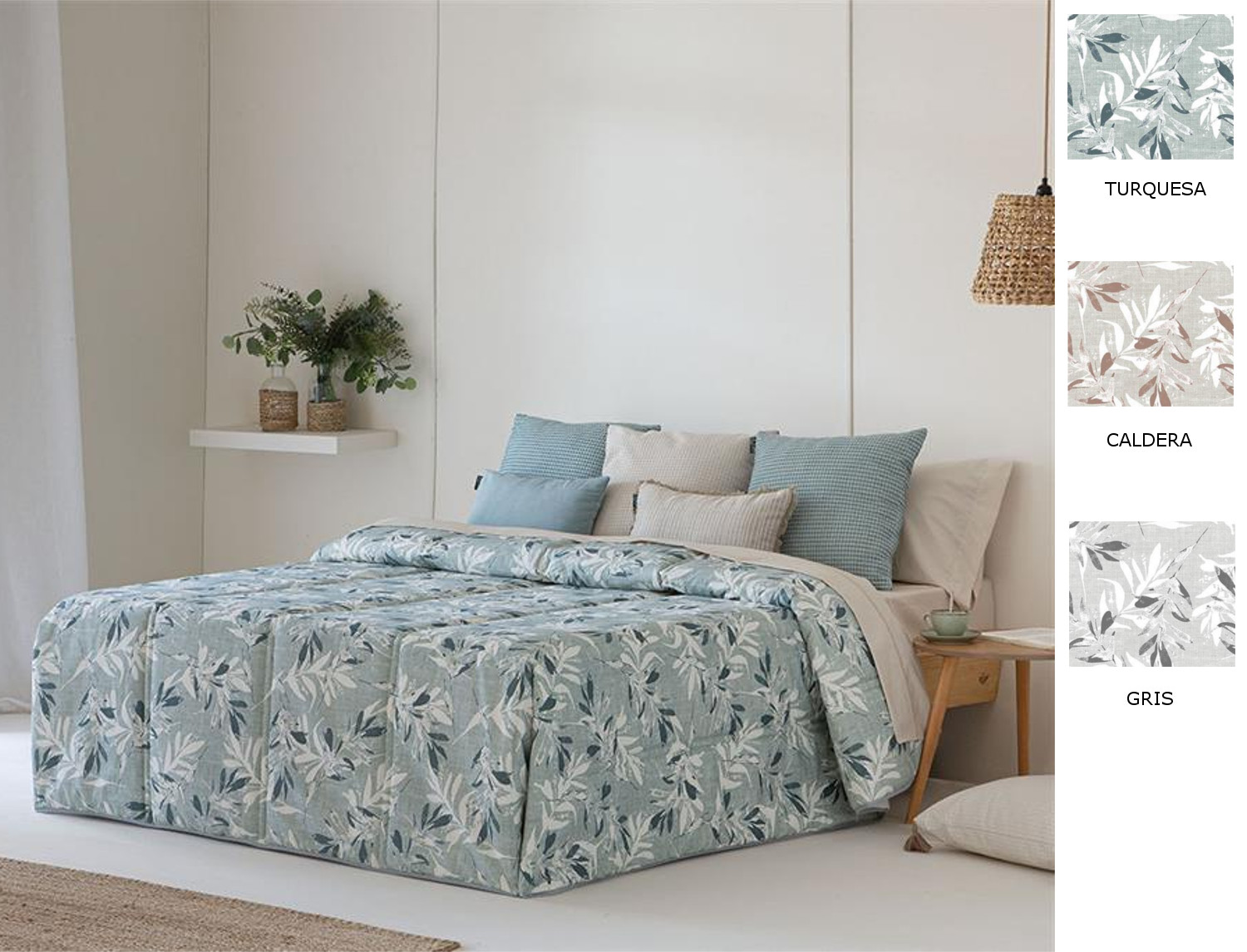 Confecciones Paula Edredón Conforter Arties color Caldera, Gris o Turquesa