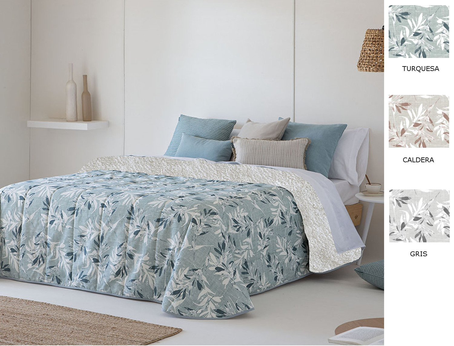 Confecciones Paula Edredón Sherpa Arties color Caldera, Gris o Turquesa