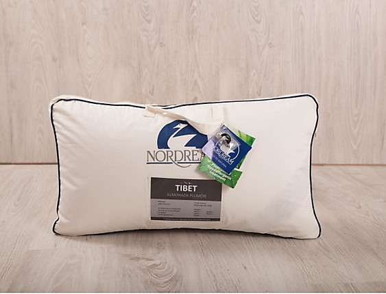 Nordream - Almohada plumón Tibet. Doble funda. Densidad Media