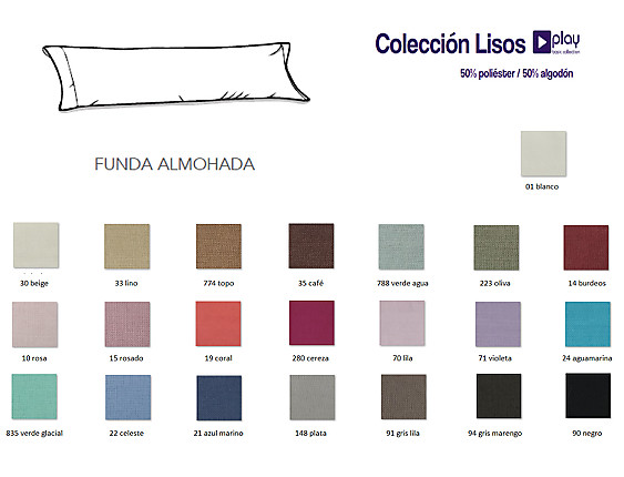 Cañete - Almohadón lisos Play Basic 50/50 medida especial 45x70cm