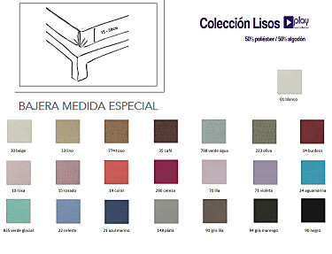 Cañete - Bajera ajustable Lisos Play Basic 50/50 medida especial colchón 70x195x10cm