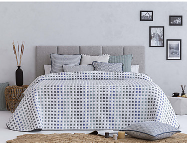 Confecciones Paula - Colcha Jacquard reversible Cox color Azul cama de 135 Oferta