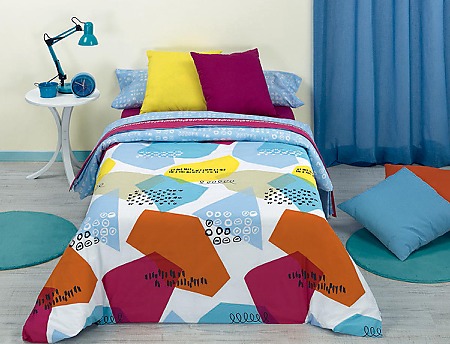 Quilt by Cañete - Funda nórdica estampada Spring cama 180 Azul Oferta fin de existencias