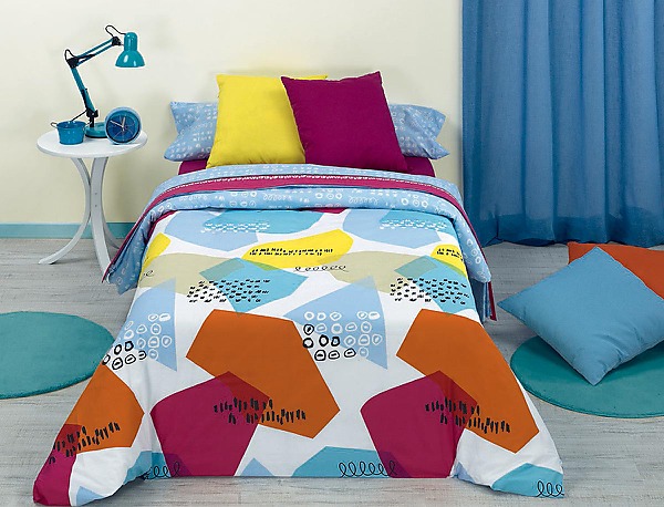 Quilt by Cañete - Funda nórdica estampada Spring cama 180 Azul Oferta fin de existencias