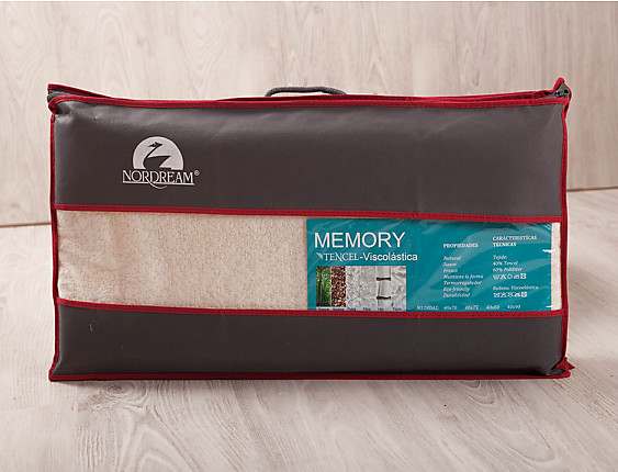 Nordream - Almohada Viscoelástica de viaje Memory Tencel. Doble funda