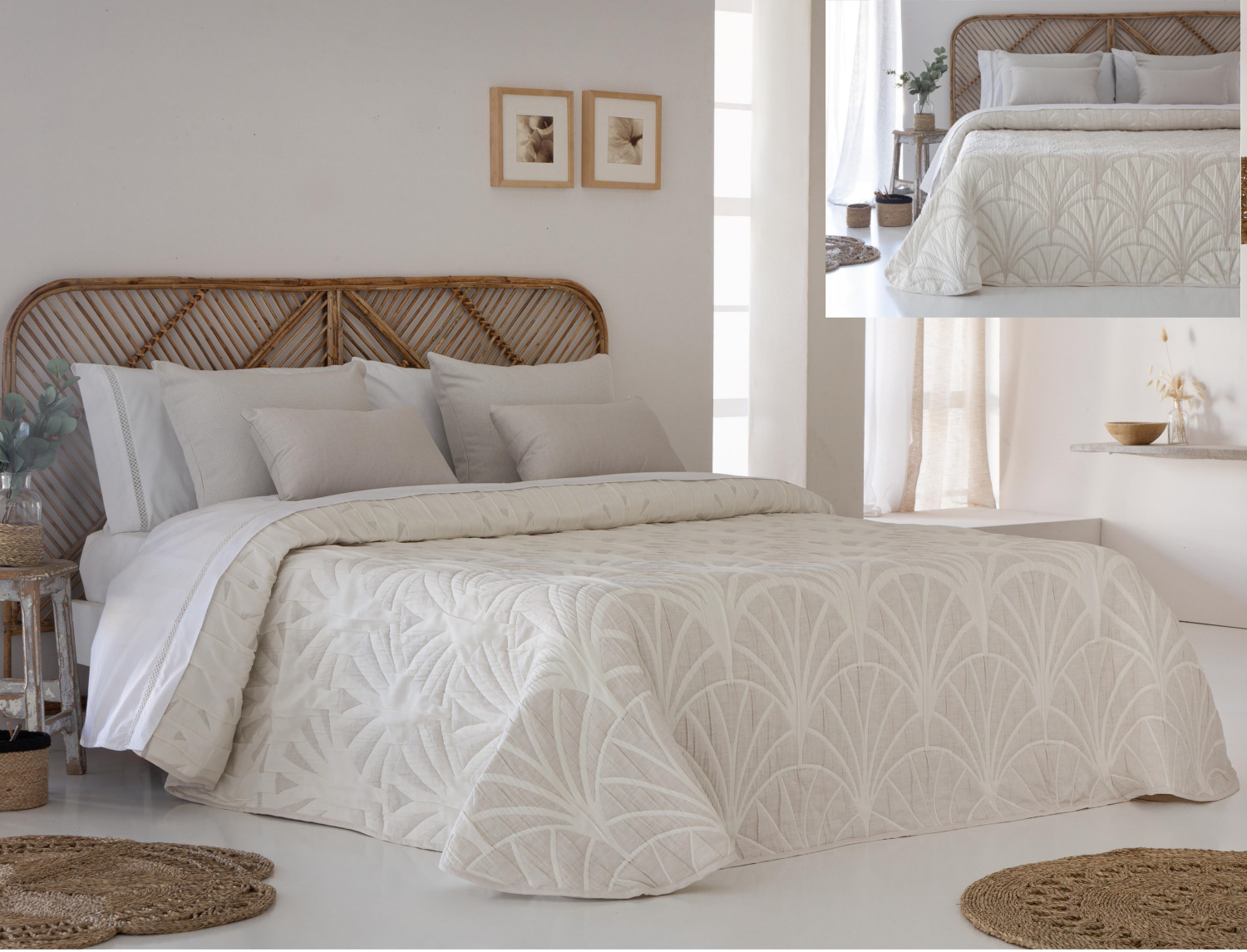 JVR Colcha Piqué Jacquard Reversible Luxor Beige cama de 150 Oferta