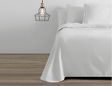 Estelia - Colcha 100% Algodón Rice con funda/s de cojín incluídas color Blanco cama de 150 Oferta