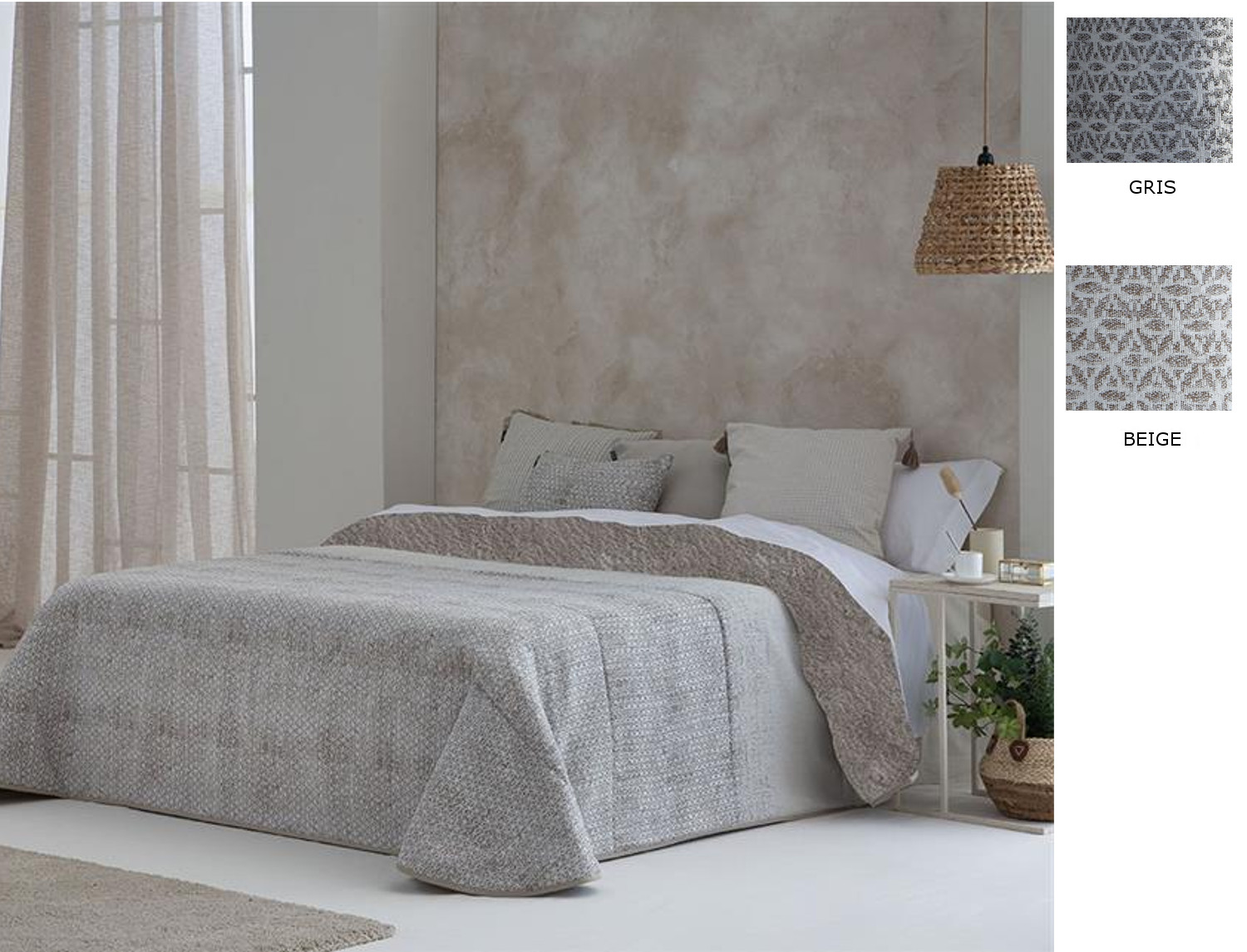 Confecciones Paula Edredón Sherpa Jacquard Salar color Beige o Gris