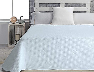 Cañete - Colcha capa Sand color Azul cama de 150 Oferta