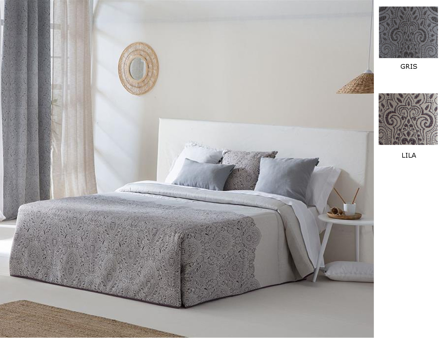 Confecciones Paula Edredón Conforter Jacquard Rute color Gris o Lila