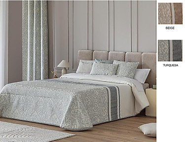 Confecciones Paula - Edredón bouti Jacquard Lorca doble relleno (200 gr) color Beige o Turquesa